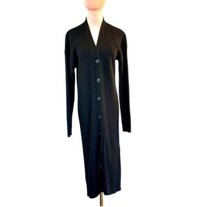 Marissa Webb Collective Long Black Cardigan Sweater Jacket Wool Blend S